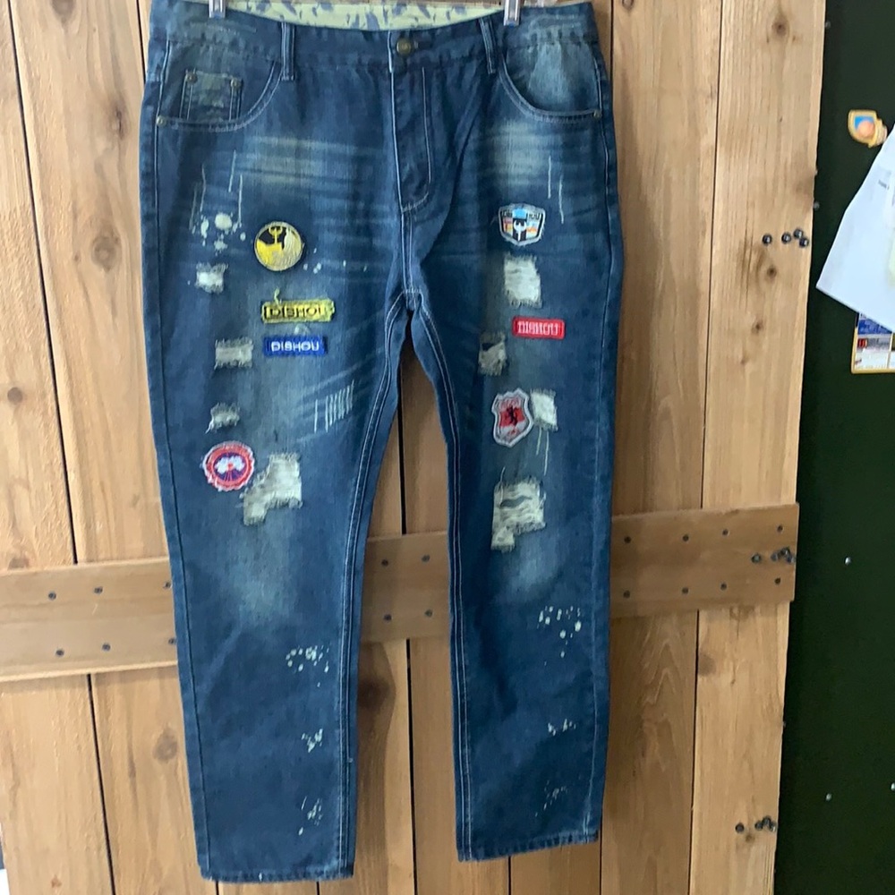 Woman’s Jeans By Fashion, Size 38, Patches & Distressed